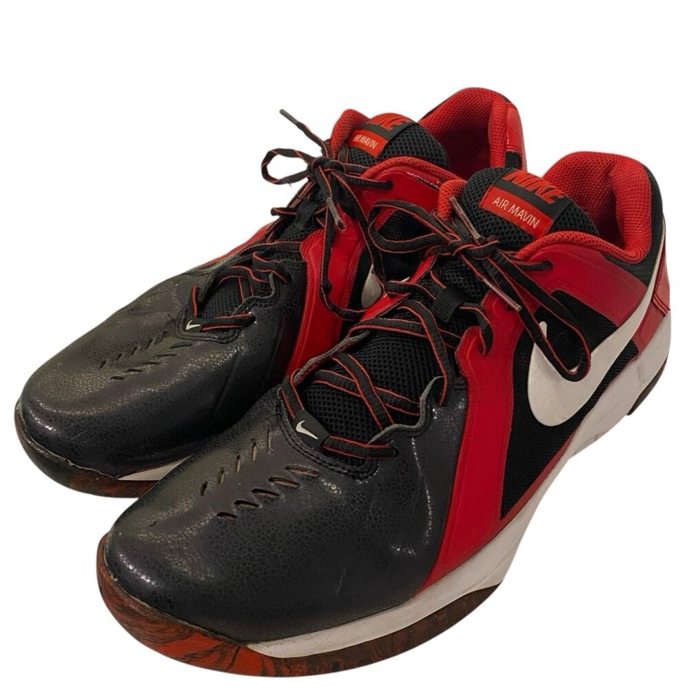 NIKE Men's Air Mavin Basketball Low Leather Size 12 Red White & Black 719924-004